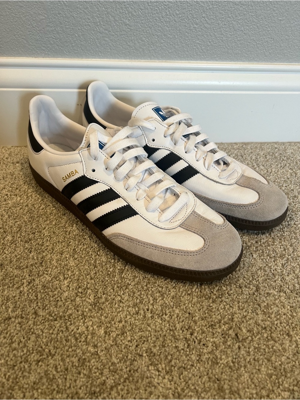 adidas Samba Leather Sneakers in White, Black, Gray
